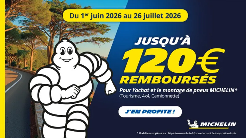 Offre Pneus MICHELIN – Jusqu’à 120€ remboursés*