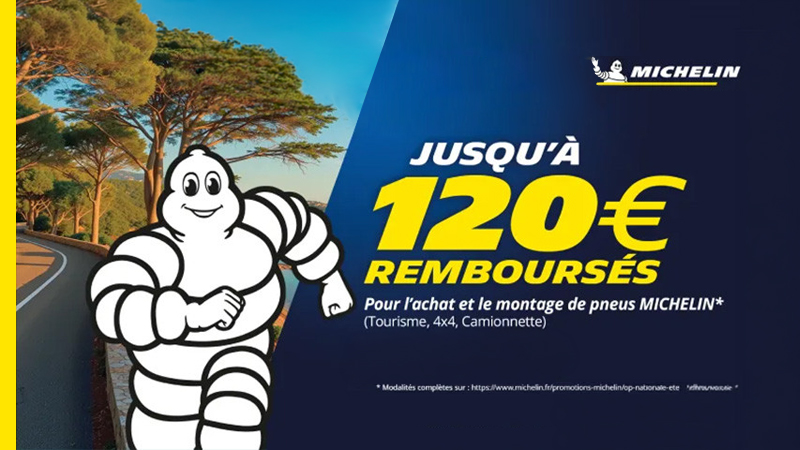 Offre Pneus MICHELIN – Jusqu’à 120€ remboursés*
