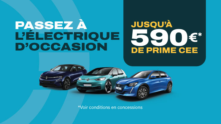 Passez à l’électrique d’occasion avec jusqu’à 590 € de prime CEE*